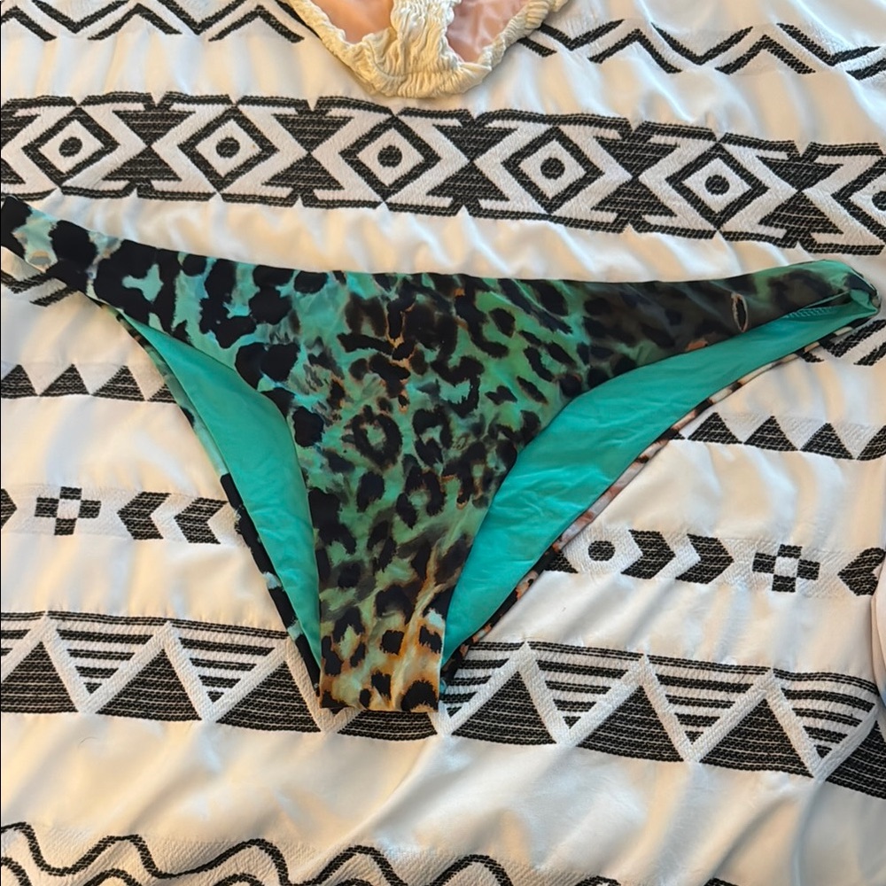 Leopard Print Green Bikini Bottom